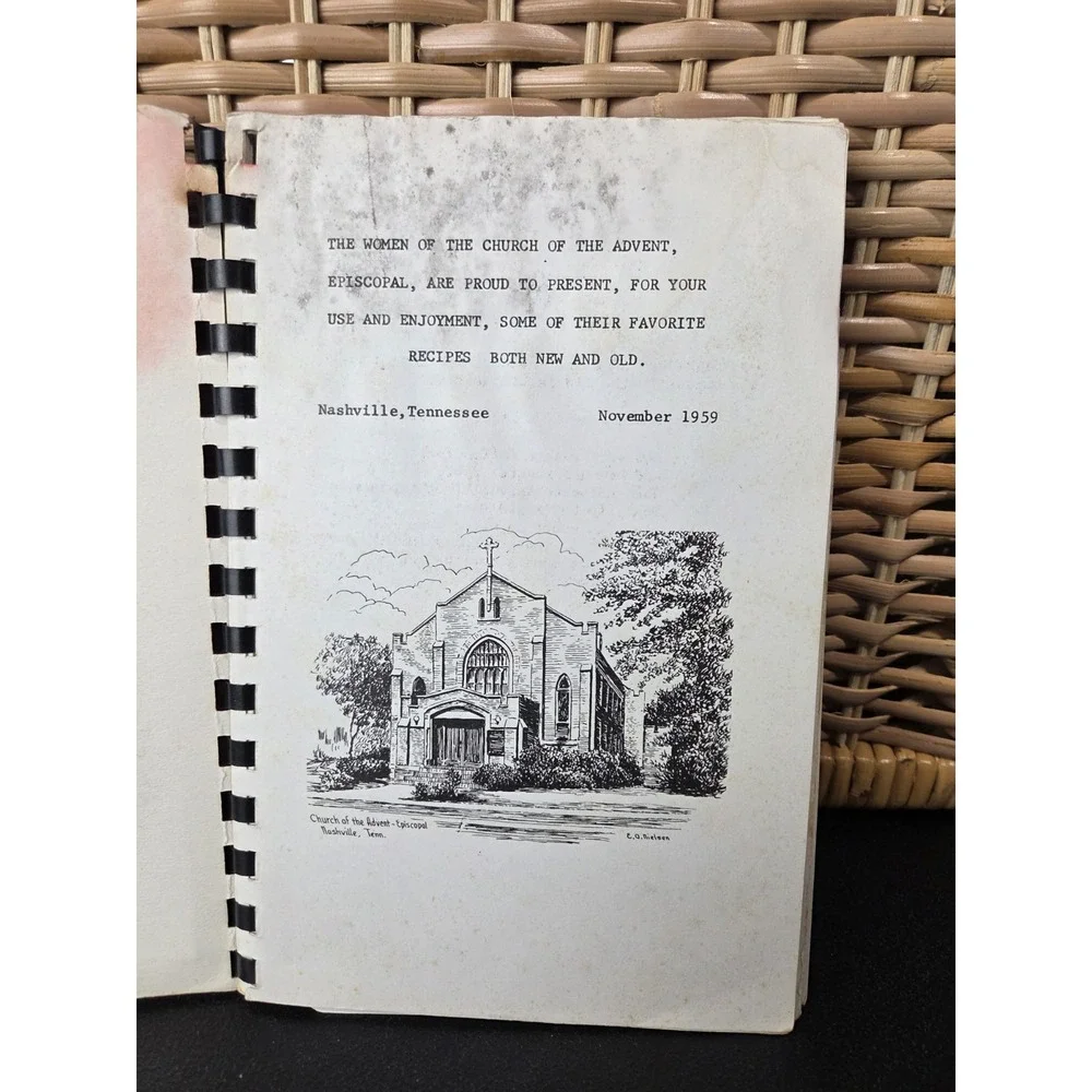 Church Of The Advent, Episcopal Cookbook Nashville,‎ Tennessee 1959 Spiral